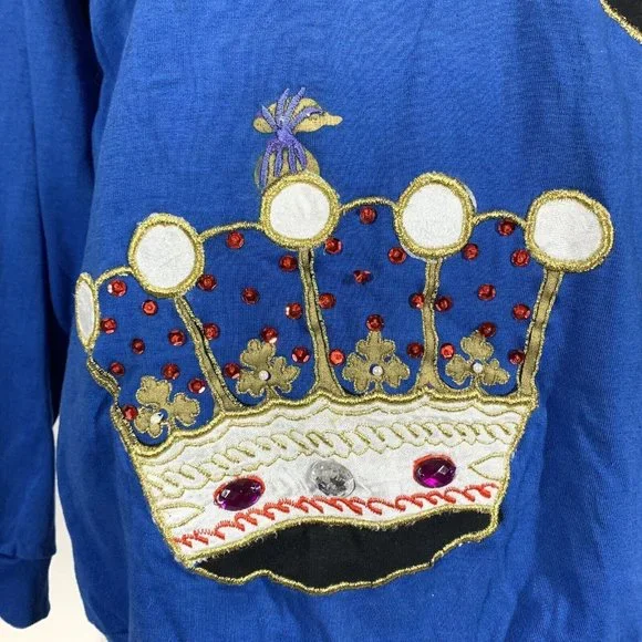 Vintage 90s Victoria Secret Sport Embroidered Crowns Blue Sweatshirt Sz L NWT - Picture 4 of 9